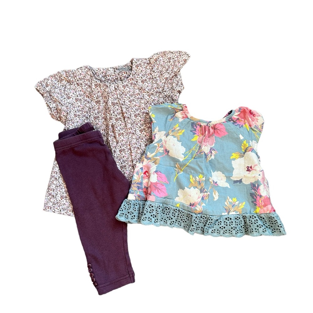 Baby Girl 6-12 month Floral Outfit Bundle